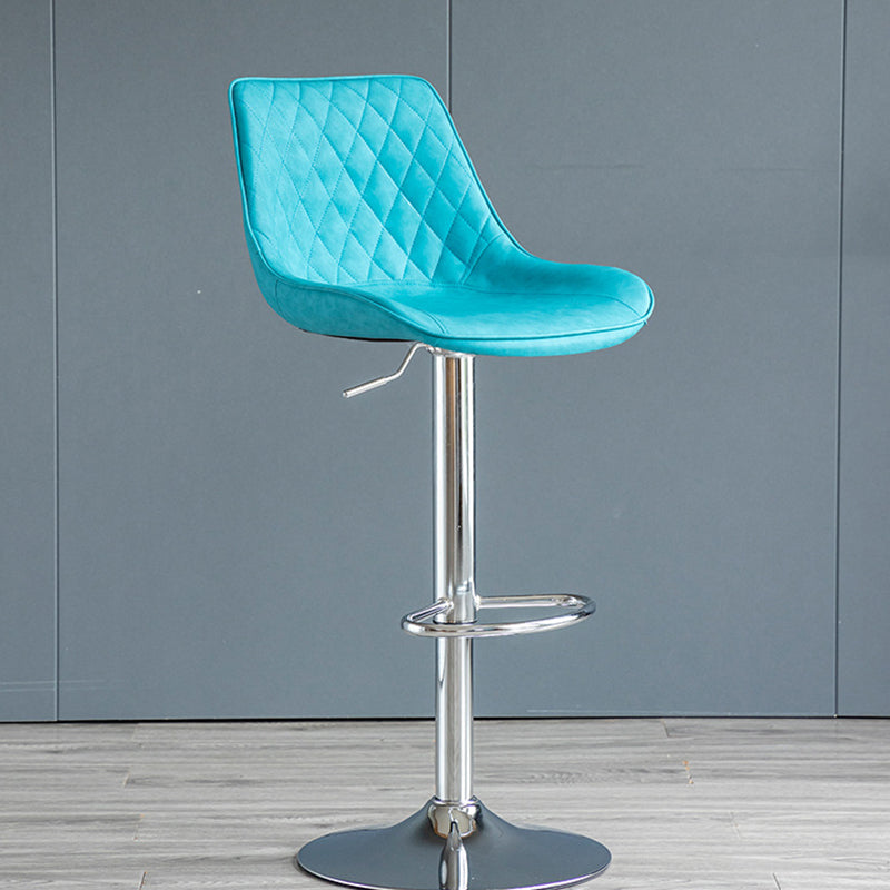 Modern Minimalist Curved Cylindrical PU Leather Iron Swivel Bar Stool Backrest Armless For Dining Room & Kitchen