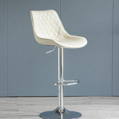 Modern Minimalist Curved Cylindrical PU Leather Iron Swivel Bar Stool Backrest Armless For Dining Room & Kitchen