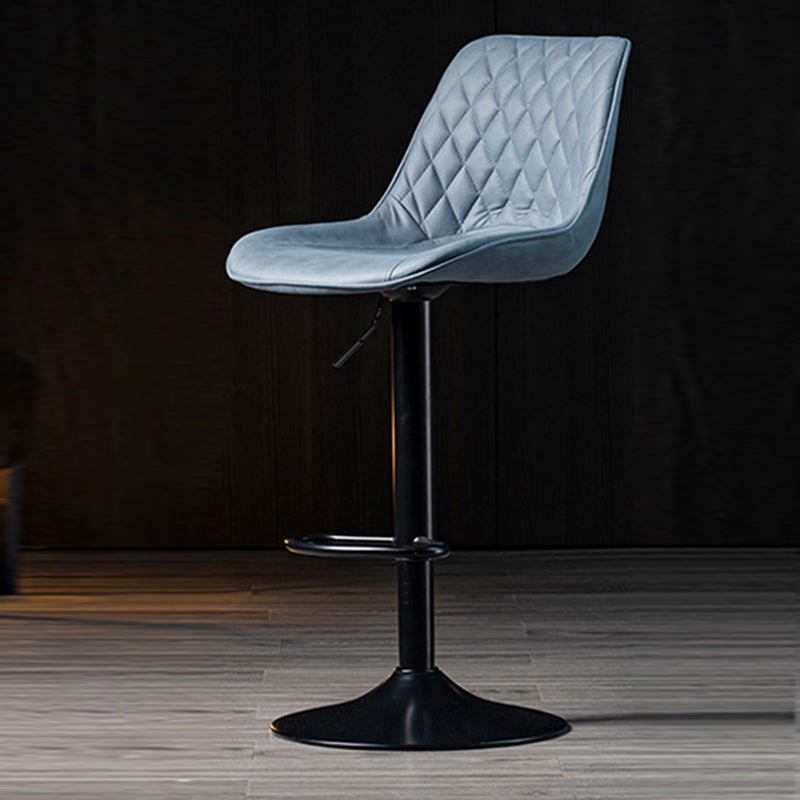 Modern Minimalist Curved Cylindrical PU Leather Iron Swivel Bar Stool Backrest Armless For Dining Room & Kitchen