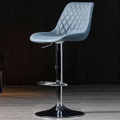 Modern Minimalist Curved Cylindrical PU Leather Iron Swivel Bar Stool Backrest Armless For Dining Room & Kitchen