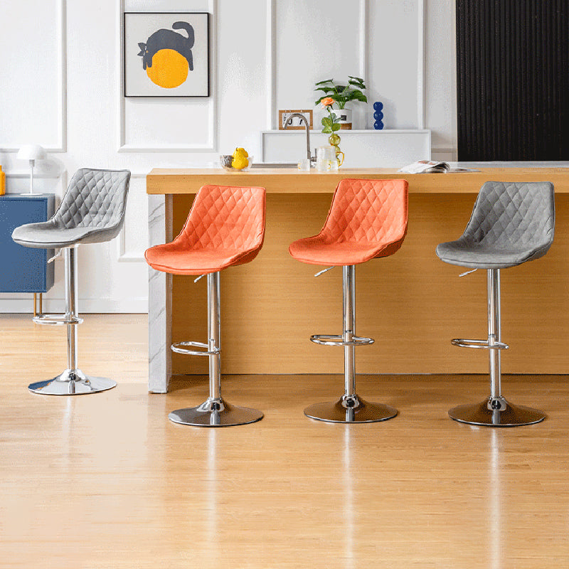 Modern Minimalist Curved Cylindrical PU Leather Iron Swivel Bar Stool Backrest Armless For Dining Room & Kitchen