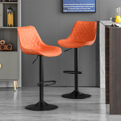 Modern Minimalist Curved Cylindrical PU Leather Iron Swivel Bar Stool Backrest Armless For Dining Room & Kitchen