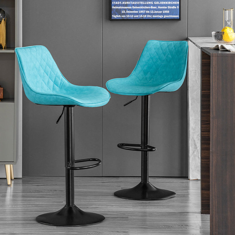Modern Minimalist Curved Cylindrical PU Leather Iron Swivel Bar Stool Backrest Armless For Dining Room & Kitchen