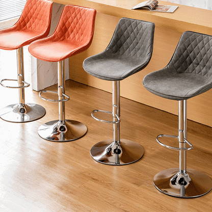 Modern Minimalist Curved Cylindrical PU Leather Iron Swivel Bar Stool Backrest Armless For Dining Room & Kitchen