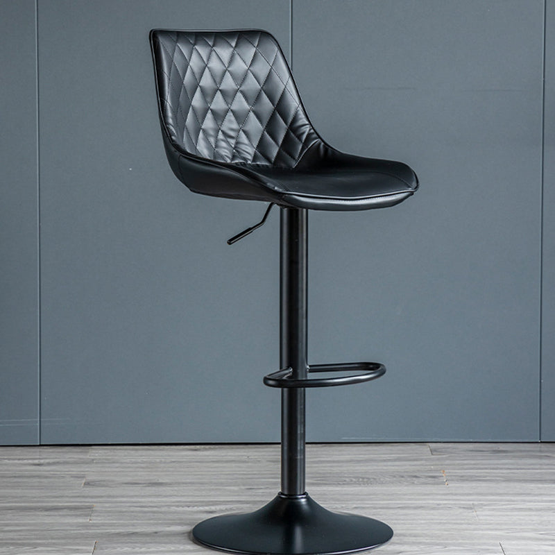 Modern Minimalist Curved Cylindrical PU Leather Iron Swivel Bar Stool Backrest Armless For Dining Room & Kitchen