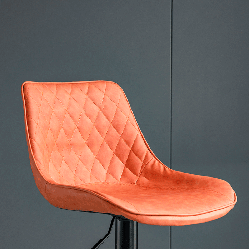 Modern Minimalist Curved Cylindrical PU Leather Iron Swivel Bar Stool Backrest Armless For Dining Room & Kitchen