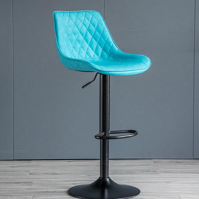 Modern Minimalist Curved Cylindrical PU Leather Iron Swivel Bar Stool Backrest Armless For Dining Room & Kitchen