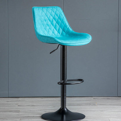 Modern Minimalist Curved Cylindrical PU Leather Iron Swivel Bar Stool Backrest Armless For Dining Room & Kitchen