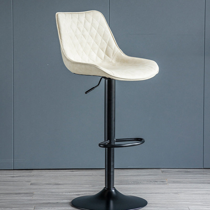 Modern Minimalist Curved Cylindrical PU Leather Iron Swivel Bar Stool Backrest Armless For Dining Room & Kitchen