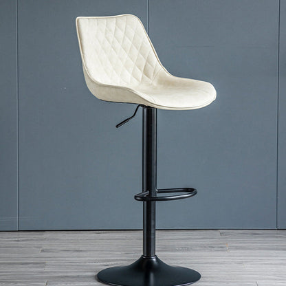 Modern Minimalist Curved Cylindrical PU Leather Iron Swivel Bar Stool Backrest Armless For Dining Room & Kitchen