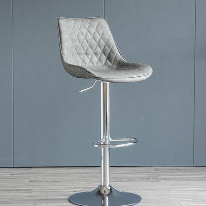Modern Minimalist Curved Cylindrical PU Leather Iron Swivel Bar Stool Backrest Armless For Dining Room & Kitchen