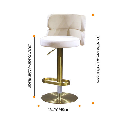 Contemporary Luxury Curved Rectangular Stainless Steel Velvet Bar Stool Backrest Armless For Dining Room & Kitchen