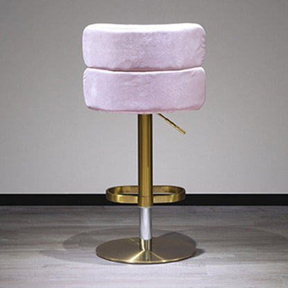 Contemporary Luxury Curved Rectangular Stainless Steel Velvet Bar Stool Backrest Armless For Dining Room & Kitchen