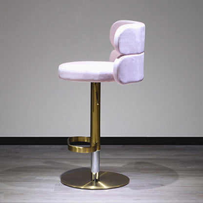 Contemporary Luxury Curved Rectangular Stainless Steel Velvet Bar Stool Backrest Armless For Dining Room & Kitchen