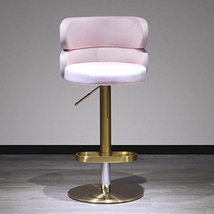 Contemporary Luxury Curved Rectangular Stainless Steel Velvet Bar Stool Backrest Armless For Dining Room & Kitchen