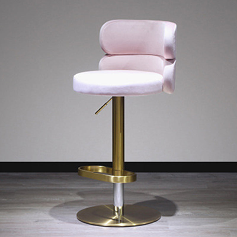 Contemporary Luxury Curved Rectangular Stainless Steel Velvet Bar Stool Backrest Armless For Dining Room & Kitchen