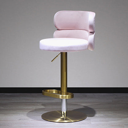 Contemporary Luxury Curved Rectangular Stainless Steel Velvet Bar Stool Backrest Armless For Dining Room & Kitchen