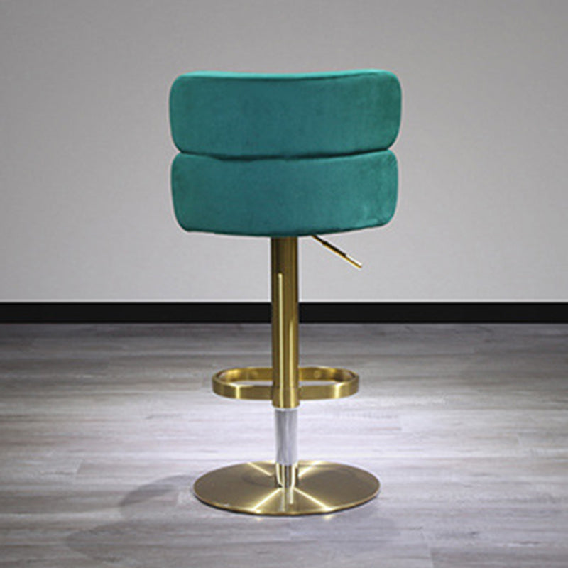 Contemporary Luxury Curved Rectangular Stainless Steel Velvet Bar Stool Backrest Armless For Dining Room & Kitchen