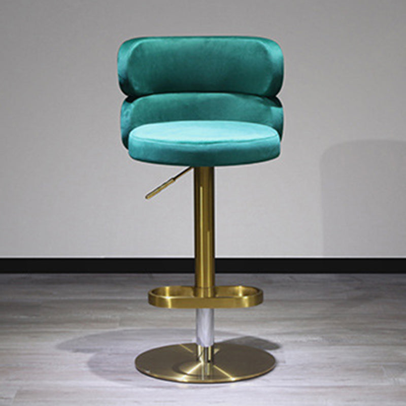Contemporary Luxury Curved Rectangular Stainless Steel Velvet Bar Stool Backrest Armless For Dining Room & Kitchen