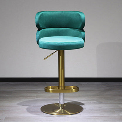Contemporary Luxury Curved Rectangular Stainless Steel Velvet Bar Stool Backrest Armless For Dining Room & Kitchen