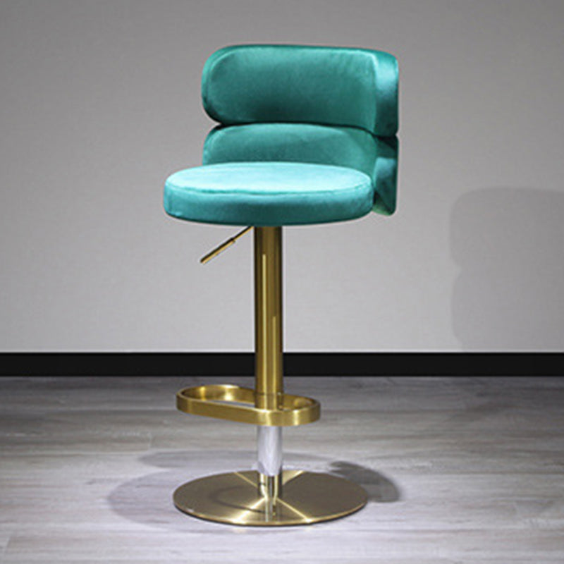 Contemporary Luxury Curved Rectangular Stainless Steel Velvet Bar Stool Backrest Armless For Dining Room & Kitchen