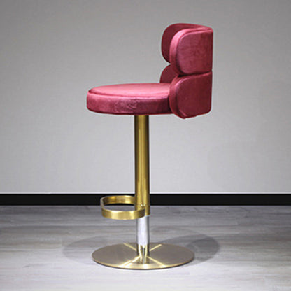 Contemporary Luxury Curved Rectangular Stainless Steel Velvet Bar Stool Backrest Armless For Dining Room & Kitchen