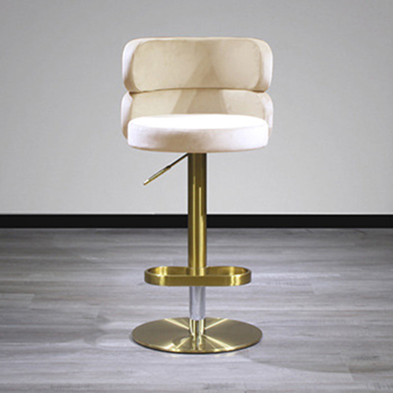 Contemporary Luxury Curved Rectangular Stainless Steel Velvet Bar Stool Backrest Armless For Dining Room & Kitchen