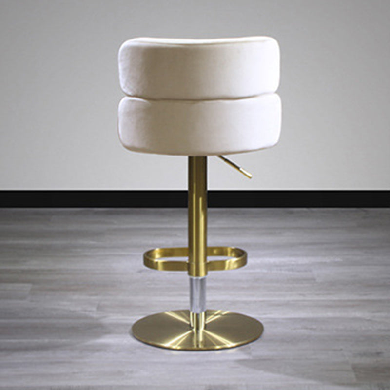 Contemporary Luxury Curved Rectangular Stainless Steel Velvet Bar Stool Backrest Armless For Dining Room & Kitchen