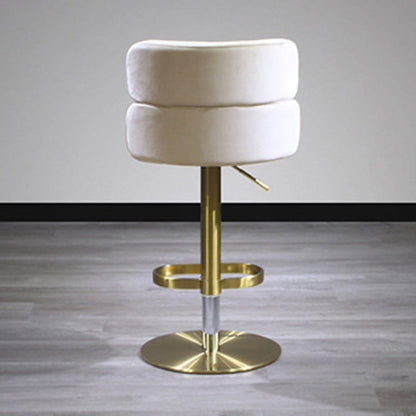 Contemporary Luxury Curved Rectangular Stainless Steel Velvet Bar Stool Backrest Armless For Dining Room & Kitchen
