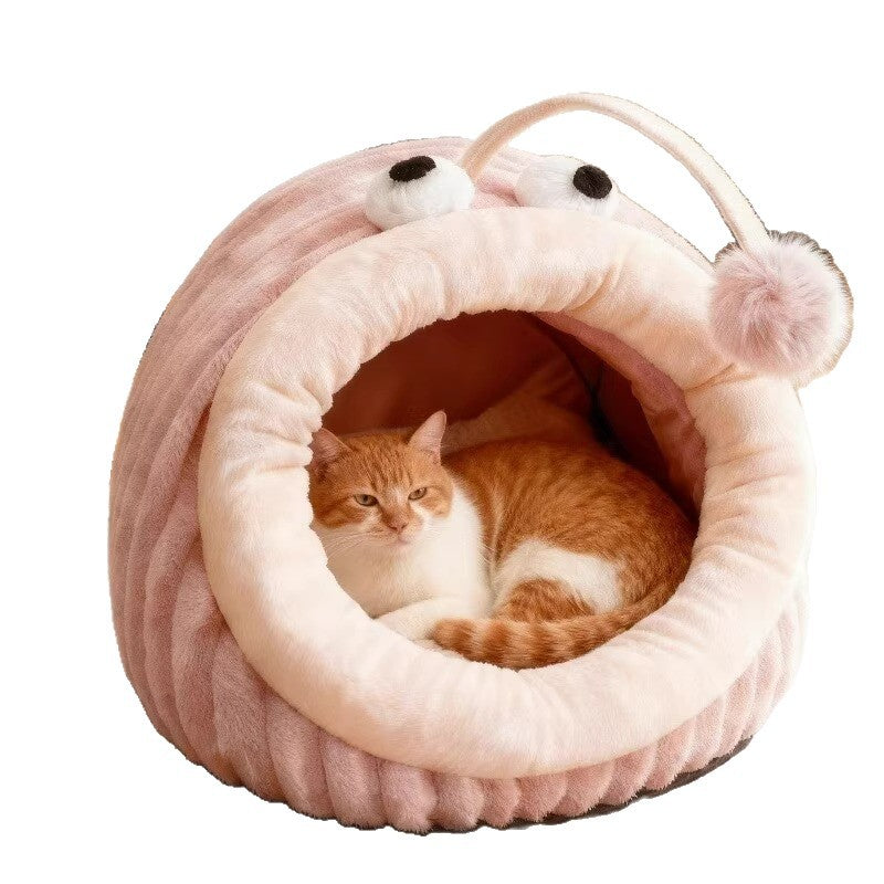 Contemporary Creative Lantern Fish Crystal Velvet PP Cotton Cat Bed Dog Bed For Bedroom