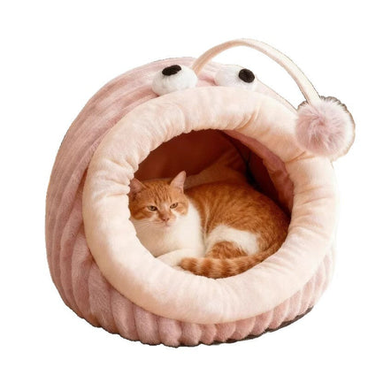 Contemporary Creative Lantern Fish Crystal Velvet PP Cotton Cat Bed Dog Bed For Bedroom
