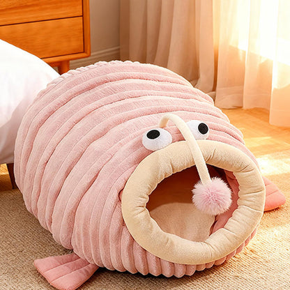 Contemporary Creative Lantern Fish Crystal Velvet PP Cotton Cat Bed Dog Bed For Bedroom