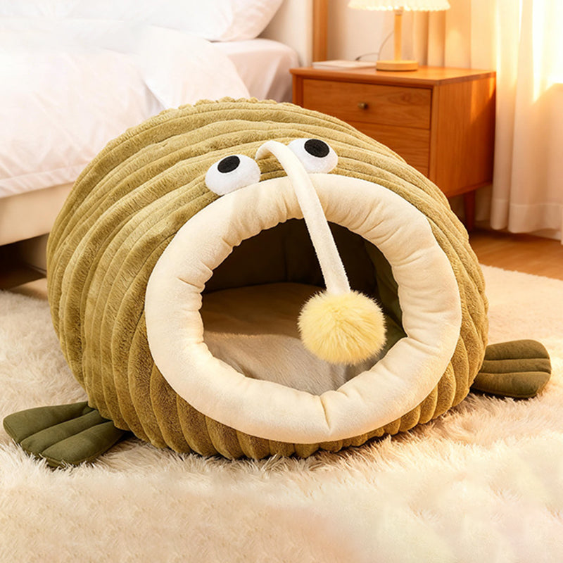 Contemporary Creative Lantern Fish Crystal Velvet PP Cotton Cat Bed Dog Bed For Bedroom