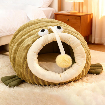 Contemporary Creative Lantern Fish Crystal Velvet PP Cotton Cat Bed Dog Bed For Bedroom