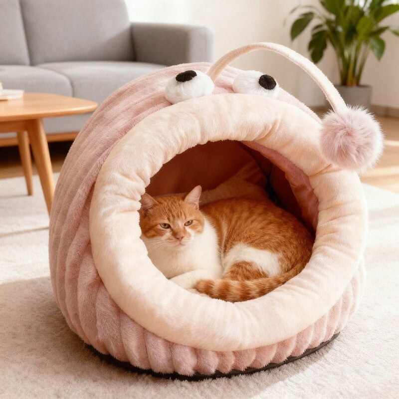 Contemporary Creative Lantern Fish Crystal Velvet PP Cotton Cat Bed Dog Bed For Bedroom