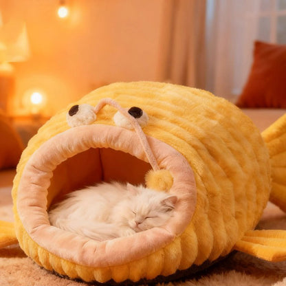 Contemporary Creative Lantern Fish Crystal Velvet PP Cotton Cat Bed Dog Bed For Bedroom