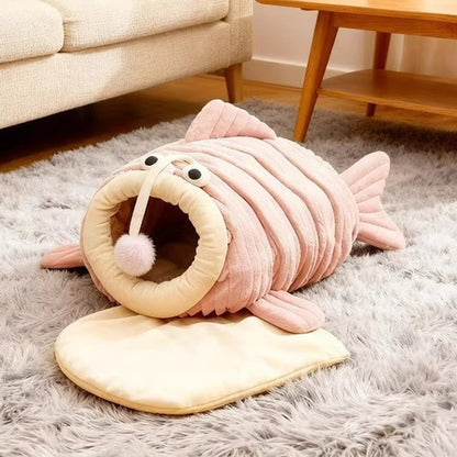 Contemporary Creative Lantern Fish Crystal Velvet PP Cotton Cat Bed Dog Bed For Bedroom