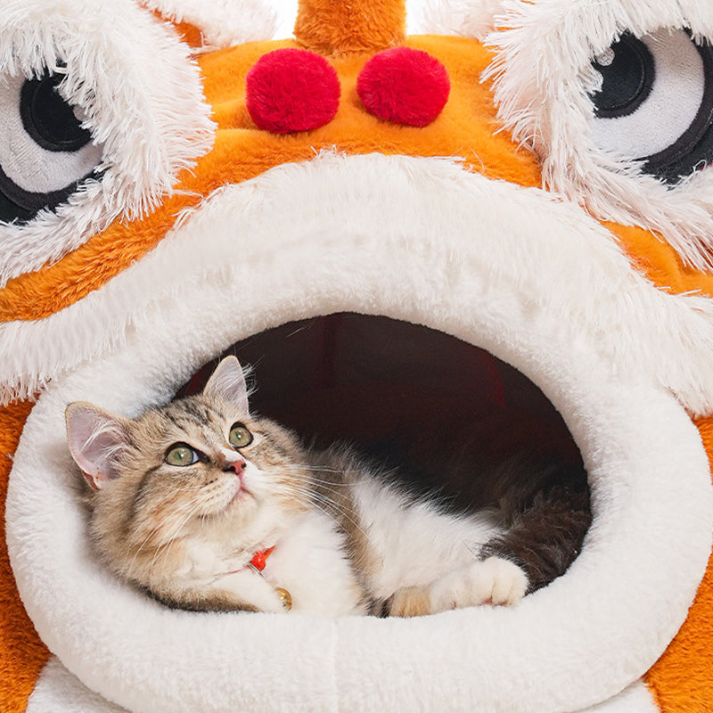 Contemporary Creative Lion-Shaped Design Velvet Cotton Cat Bed For Bedroom