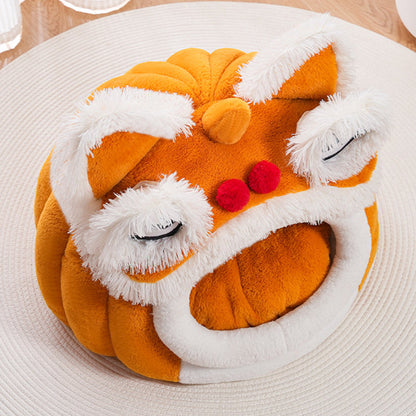 Contemporary Creative Lion-Shaped Design Velvet Cotton Cat Bed For Bedroom