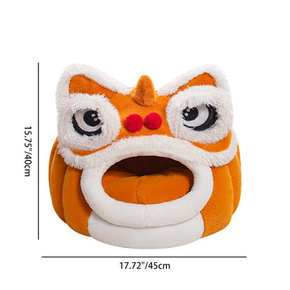 Contemporary Creative Lion-Shaped Design Velvet Cotton Cat Bed For Bedroom