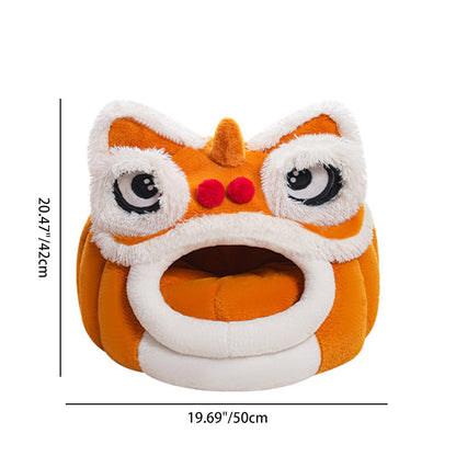 Contemporary Creative Lion-Shaped Design Velvet Cotton Cat Bed For Bedroom