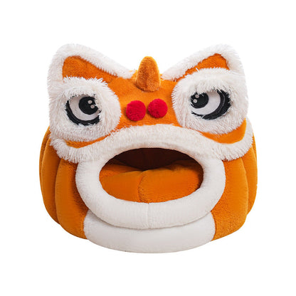 Contemporary Creative Lion-Shaped Design Velvet Cotton Cat Bed For Bedroom