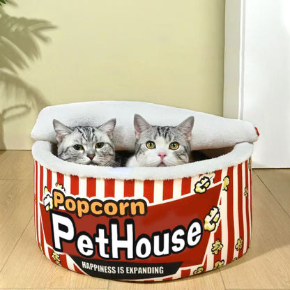 Contemporary Creative Cylindrical Popcorn Bucket Crystal Velvet Arctic Velvet Detachable Pet Bed Cat Bed For Bedroom