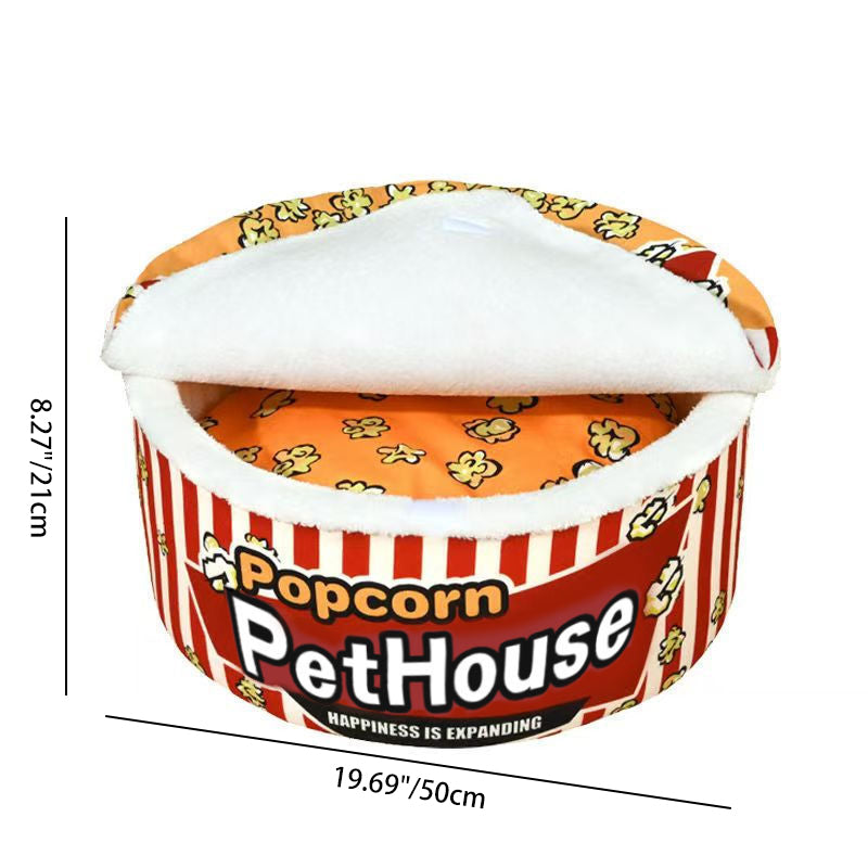 Contemporary Creative Cylindrical Popcorn Bucket Crystal Velvet Arctic Velvet Detachable Pet Bed Cat Bed For Bedroom
