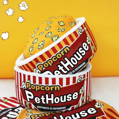 Contemporary Creative Cylindrical Popcorn Bucket Crystal Velvet Arctic Velvet Detachable Pet Bed Cat Bed For Bedroom
