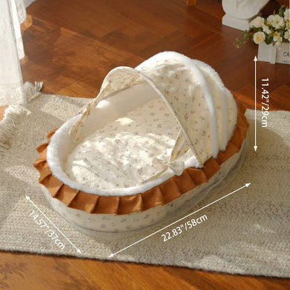 Traditional French Curved Rocking Cradle Sunshade Medium Density Fiberboard Fabric Pet Bed Cat Bed For Bedroom