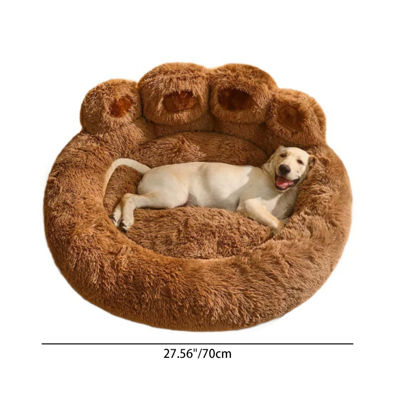 Contemporary Creative Round Claw-Shaped Arctic Velvet Plush Polyester Fiber Pet Bed Cat Bed For Bedroom