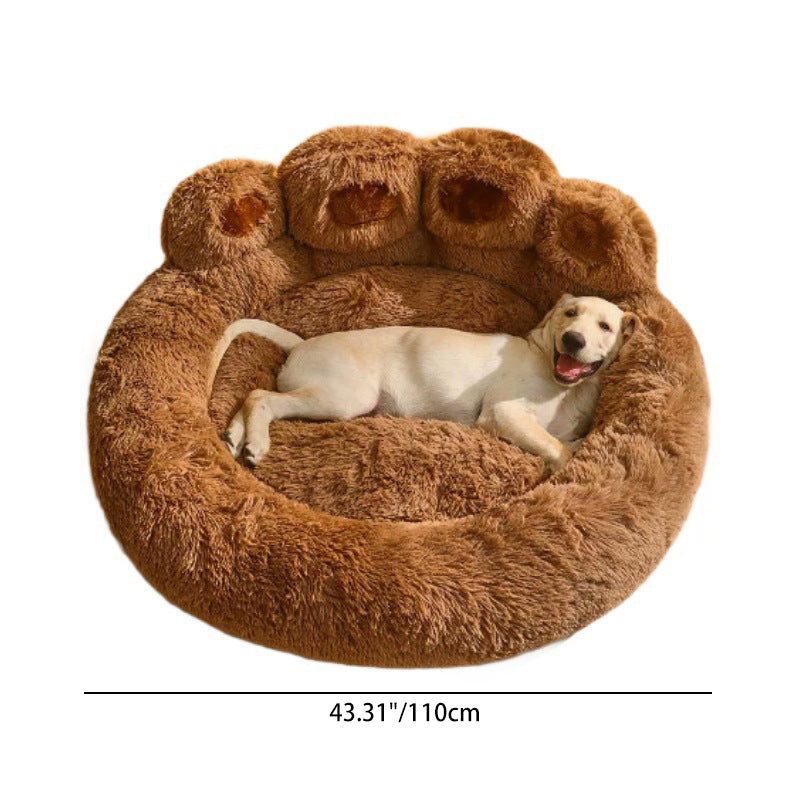 Contemporary Creative Round Claw-Shaped Arctic Velvet Plush Polyester Fiber Pet Bed Cat Bed For Bedroom