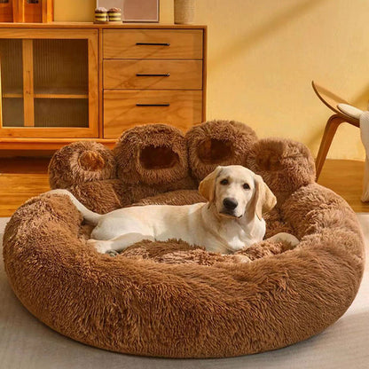 Contemporary Creative Round Claw-Shaped Arctic Velvet Plush Polyester Fiber Pet Bed Cat Bed For Bedroom
