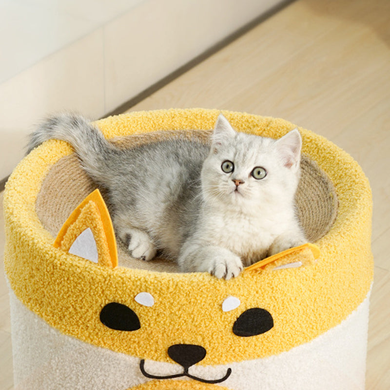 Contemporary Creative Cylindrical Shiba Inu Dog Rope Teddy Velvet Cat Bed For Bedroom